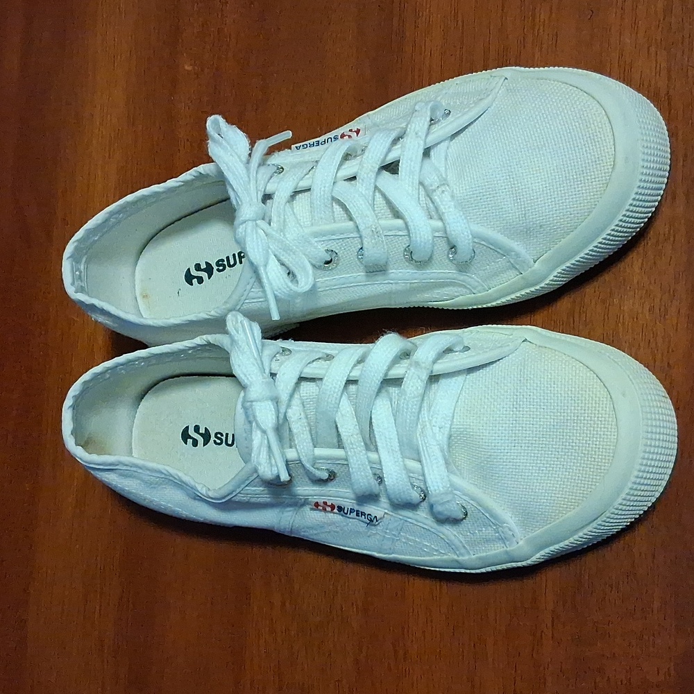Superga Classic White Canvas Lace Up Sneakers Womens Sz 37/US 6.5M - Picture 3 of 11
